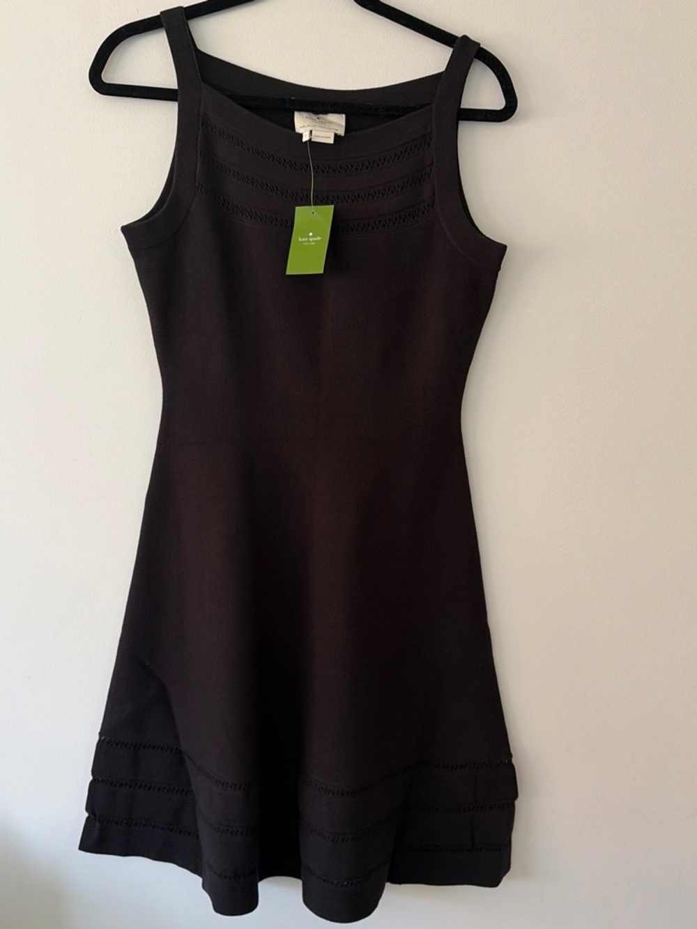 kate spade black sleeveless knit A-line dress